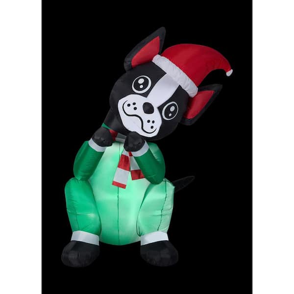Airblown 6 ft. Inflatable Christmas Animated Begging Boston Terrier