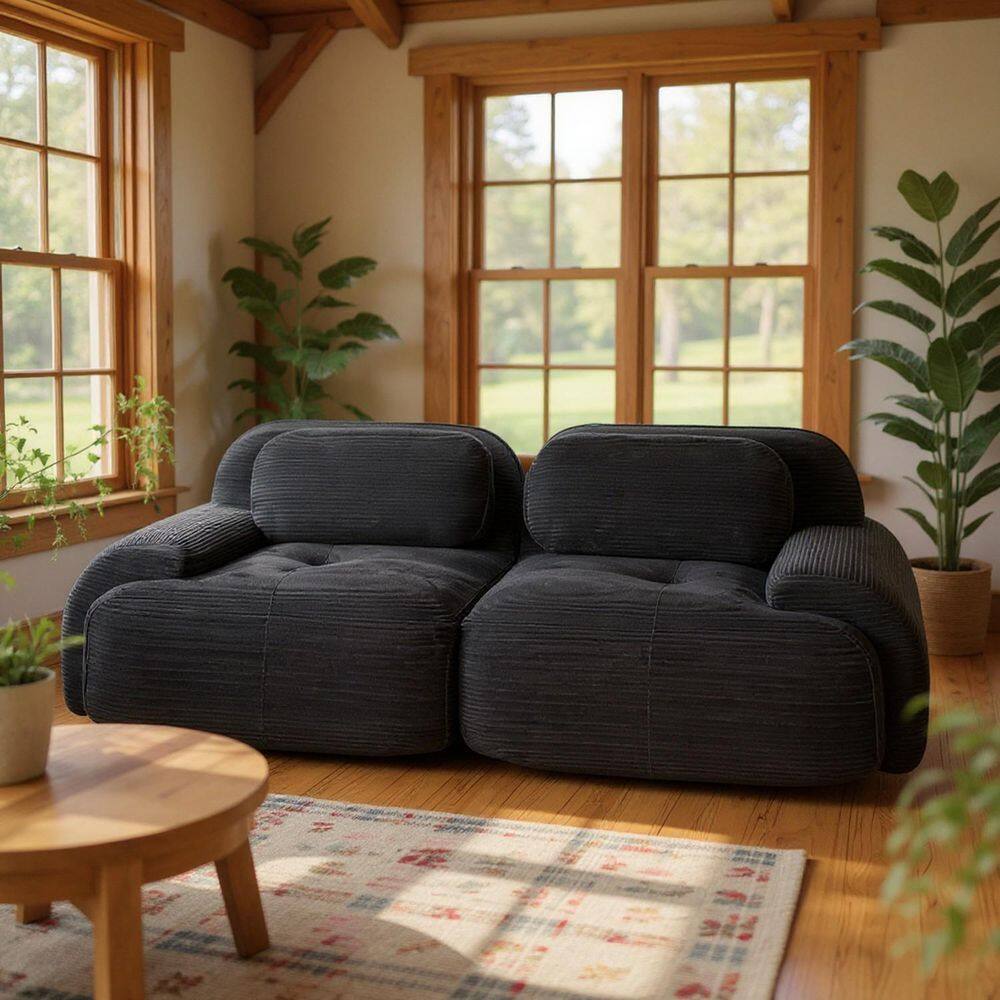 SMZO 81.8 in. Corduroy Modular Sectional Sofa with Curved Arms in. Onyx Black price history on PriceWatchPro