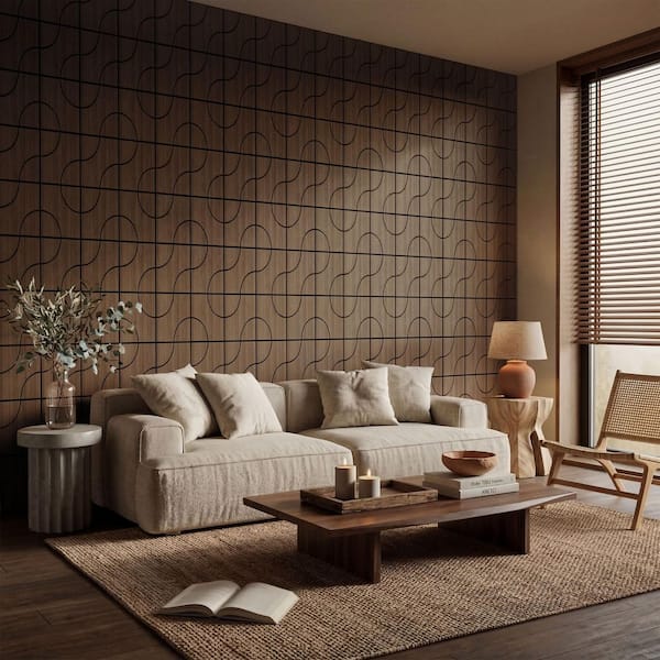 Mlfortlife Walnut 0.7 in. x 1.97 ft. x 1.97 ft. Geometric Acoustic