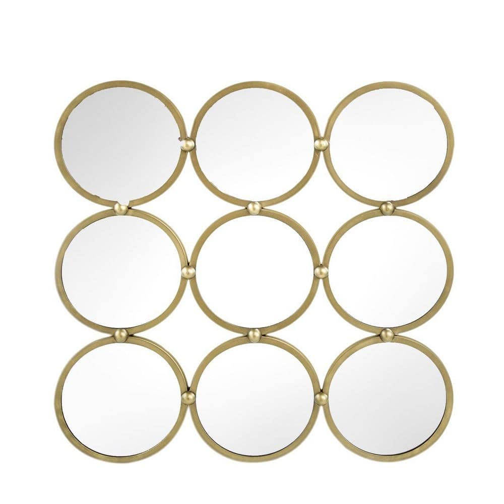 27.20 in. W x 27.20 in. H Square Metal Framed Wall Mount Bathroom Vanity Mirror in Champagne price history on PriceWatchPro