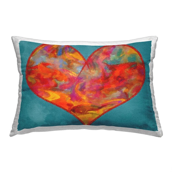 Stupell Industries Modern Patterned Heart Red Rectangular Outdoor Throw Pillow