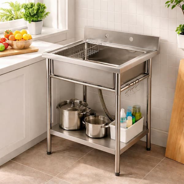 Garvee 26 x 24 x 40 in. Freestanding Stainless Steel Laundry
