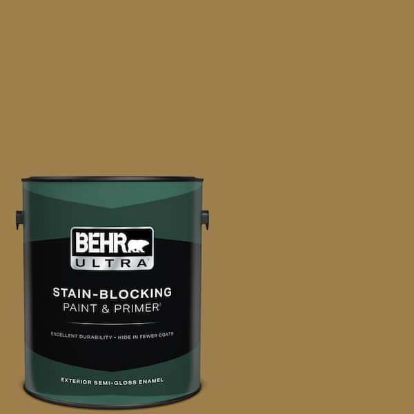 BEHR ULTRA 1 gal. #S310-6 Gold Ink Semi-Gloss Enamel Exterior Paint & Primer