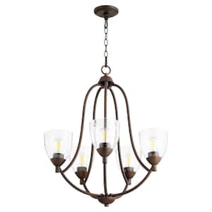 Barkley 5-Light Oiled Bronze Chandelier with Clear Seeded Glass