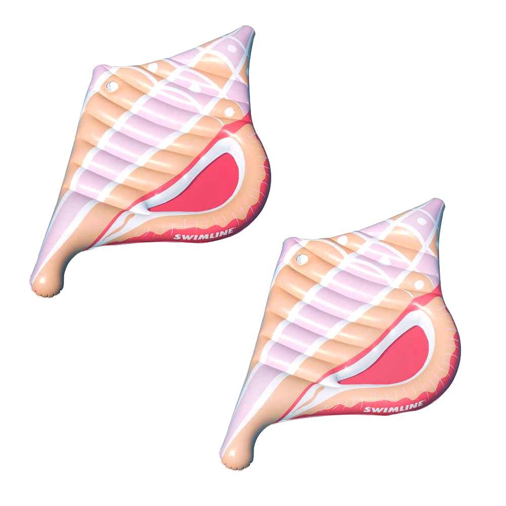 Swimline 47 in. Inflatable Conch Floating Swimming Pool Lounge (2-Pack ...