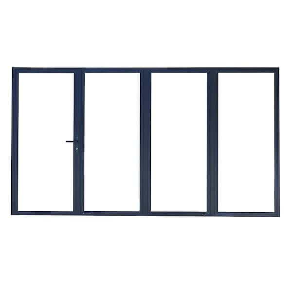 TEZA DOORS Teza 85 Series 120 in. x 80 in. Matte Black 1 Left 3 Right Folding Aluminum Bi-Fold Patio Door