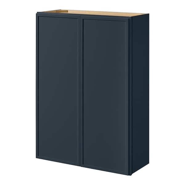 Leyton 30 in. W x 12 in. D x 42 in. H Ready to Assemble Plywood Slim Shaker Wall Kitchen Cabinet in Ink Blue