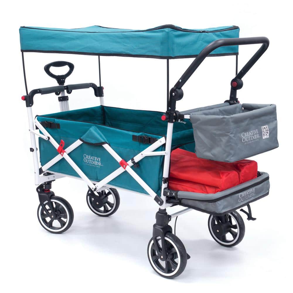 3.4 cu.ft. Metal Folding Garden Cart Titanium Series in Teal