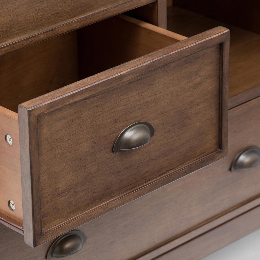 Rustic Natural Aged Brown Solid Hardwood Storage Cabinet