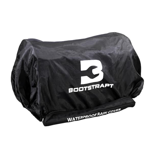 BOOTSTRAPT 18 in. Contractor's Tote Bag with Integrated Parts Bin Compartment and Waterproof Rain Cover, Black