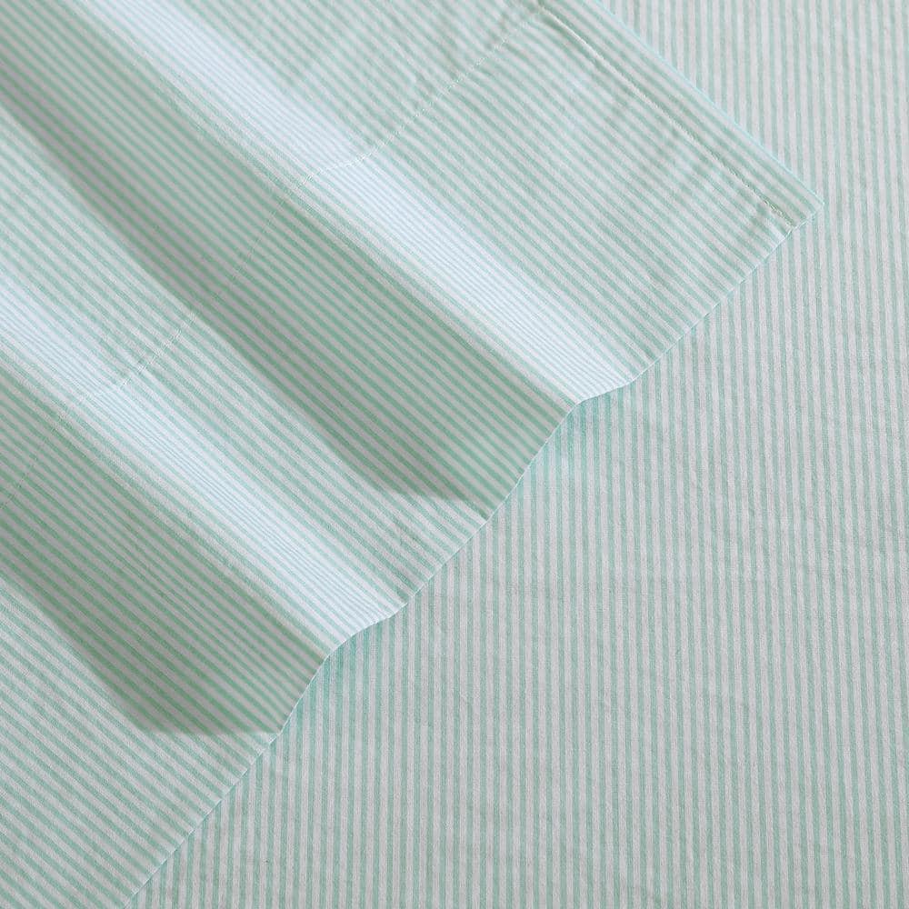 Twin Cargo Green Cotton Percale Stripe Sheet Set