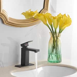 Single Handle Single Hole Bathroom Faucet With Pop-up Drain Assembly in Matte Black