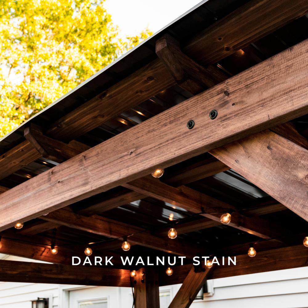 Saxony Cedar Wood Grill Gazebo with Steel Roof