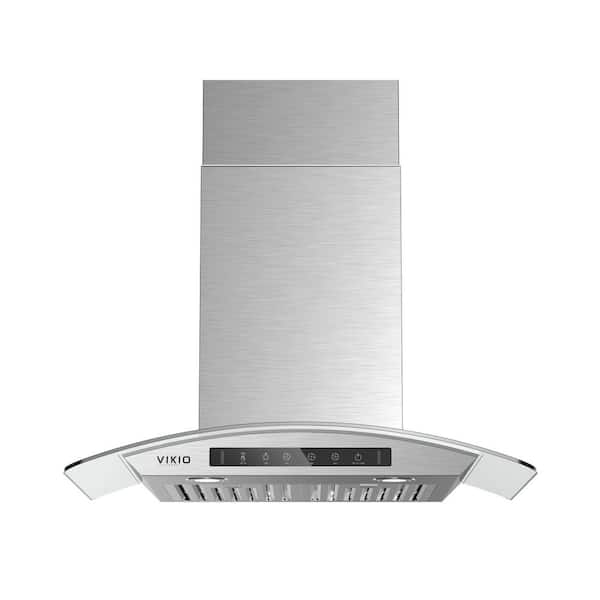 VIKIO PRO 30 in. 600-CFM Ducted Wall Mount Range Hood with Touch Controls and Permanent Filters in Stainless Steel Glass Cover