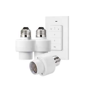 120-Volt Remote Control Light Bulb Switch Socket, White (1 Wall Mounted Controller Plus 3-Socket)
