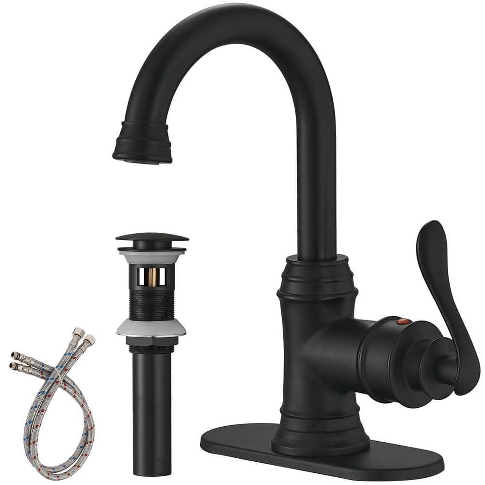 BWE Single Hole SingleHandle High Arc Bathroom Faucet With Swivel