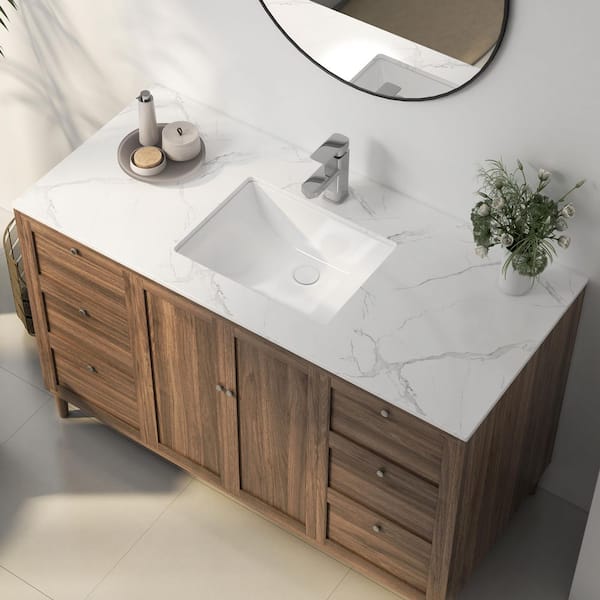 Denbigh Vitreous China 18 in. x 13 in . Undermount Bathroom Sink in Crisp White with Overflow