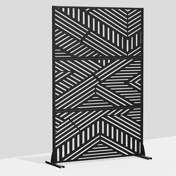 Dovelina 72 in. Ivan Metal Outdoor Garden Fence Privacy Screen Garden Screen Panels in Black