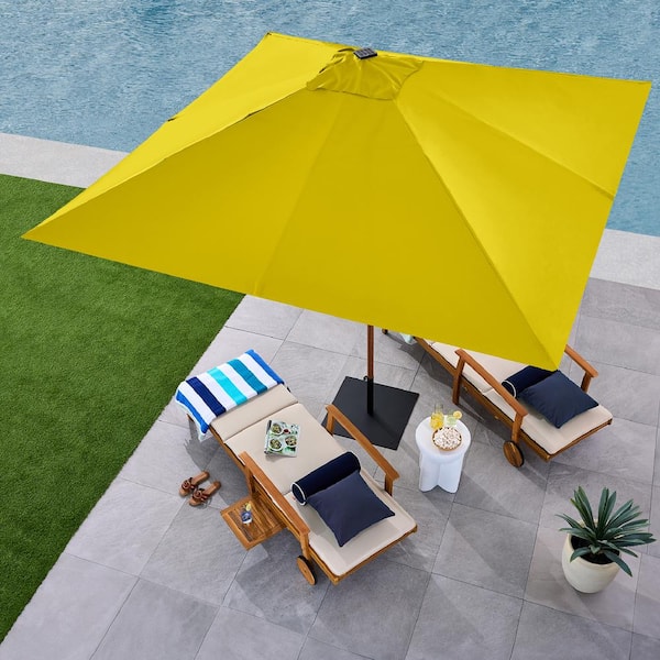best choice products 9ft steel half patio umbrella Best Choice Products 9ft Deep Square Solar LED Lighted Patio Umbrella w/ Faux Wood Texture, UV-Resistant