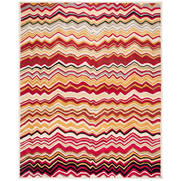 Wyndham 8 ft. x 10 ft. Red/Multi Zig-Zag Area Rug