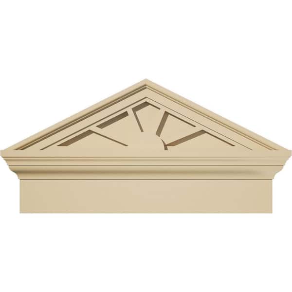 Ekena Millwork 24-in. W x 12-7/8-in. H x 2-3/4-in. P (Pitch 6/12) Peaked Cap 4 Spoke Signature Urethane Combination Pediment Primed Tan