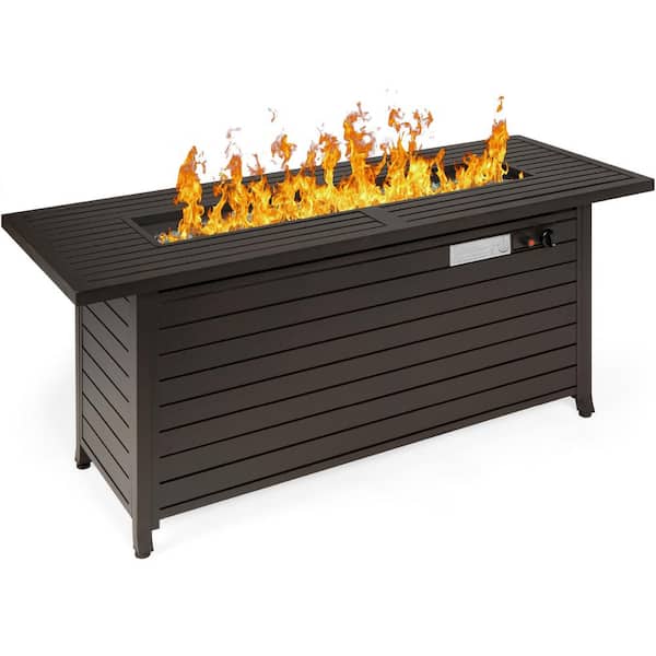 Best Choice Products 57 in. Rectangular Aluminum Fire Pit Table with ...