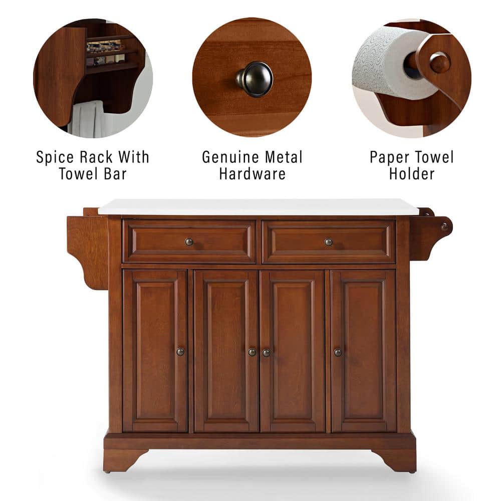 Lafayette Cherry Wood Granite Top Full-Size Kitchen Island