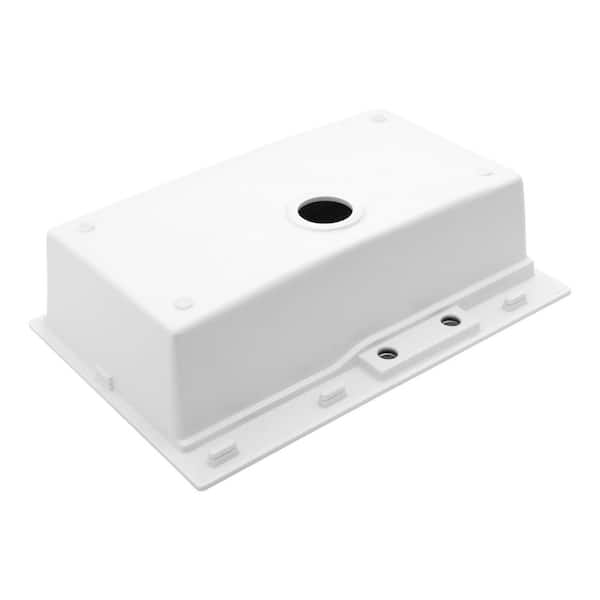 33 in. Drop-in Single Bowl No Gauge Applicable White Quartz Kitchen Sink and Bottom Grids