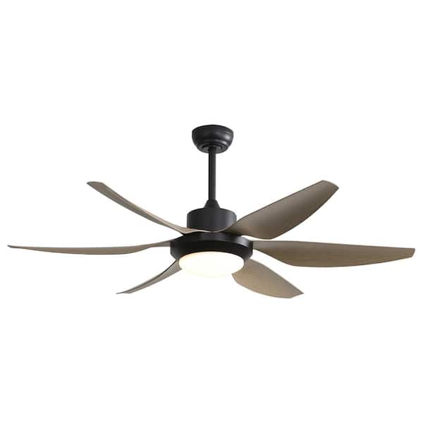 PUDO 54 in. Integrated LED Indoor Gray Ceiling Fan Light with 5 ABS Blades and Reversible Airflow