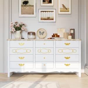 FUFU&GAGA Beige Wooden Grain 12 Drawers 69.1 in. Width x 15.9 in