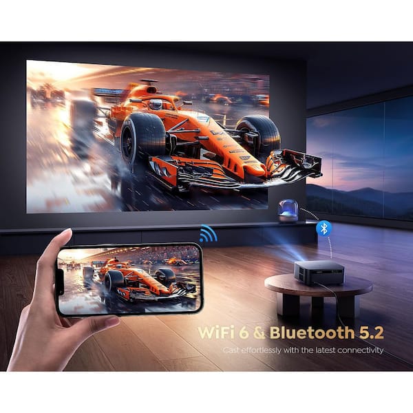 Vrbgify 1920 x 1080 4K Smart Projector with 1000 Lumens, WiFi 6