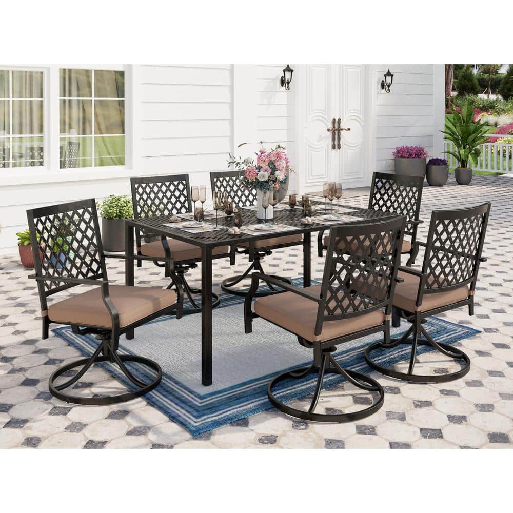 Laurel Oaks Brown 7Piece Steel Outdoor Patio Dining Set With Cushion