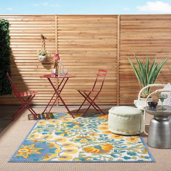 Aloha Multicolor 5 ft. x 7 ft. Floral Modern Indoor/Outdoor Patio Area Rug