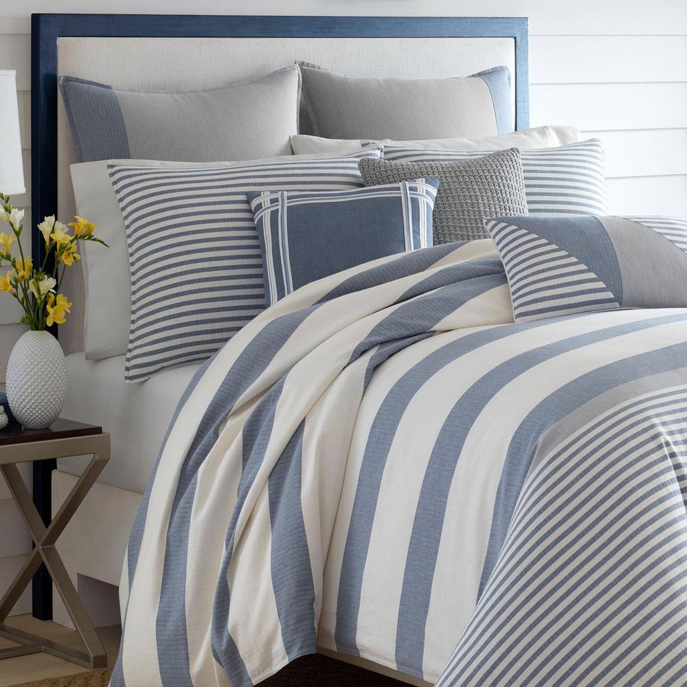Fairwater Blue and Gray Cotton Euro Sham