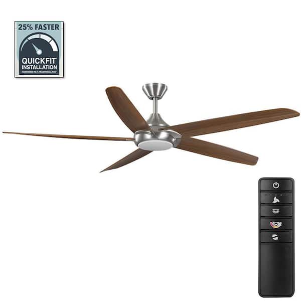 Home Decorators Collection Highstone 70 in. White Color Changing Indoor/Outdoor Brushed Nickel Smart Ceiling Fan with Remote Powered by Hubspace