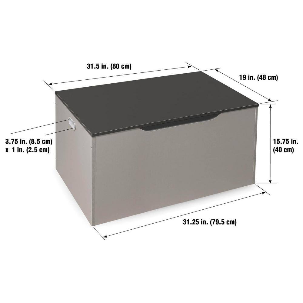 Light Gray and Dark Gray Woodgrain Toy Storage Bench