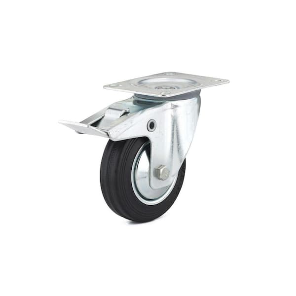 Richelieu Hardware Euro Series 3-15/16 in. (100 mm) Black Double-Lock Brake Swivel Plate Caster with 154 lb. Load Rating