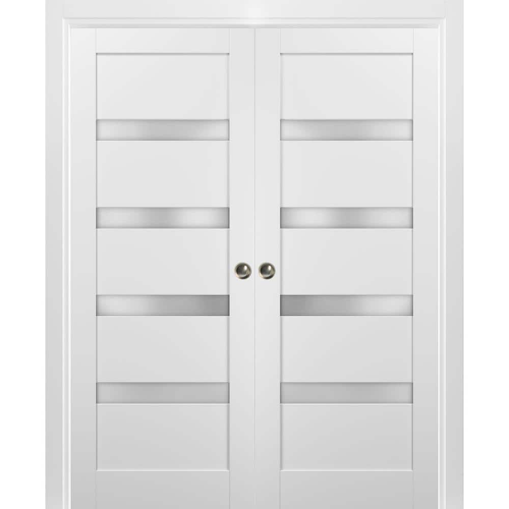 Sartodoors 48 in. x 80 in. Single Panel White Solid MDF Sliding Door ...