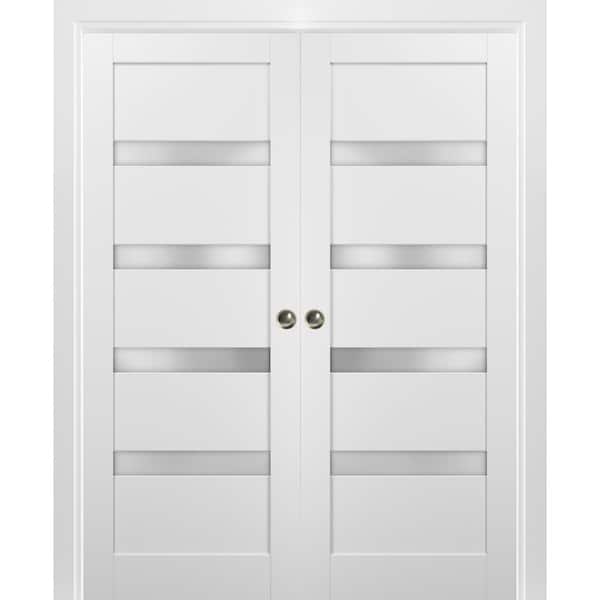 Sartodoors 48 in. x 96 in. Single Panel White Solid MDF Sliding Door ...