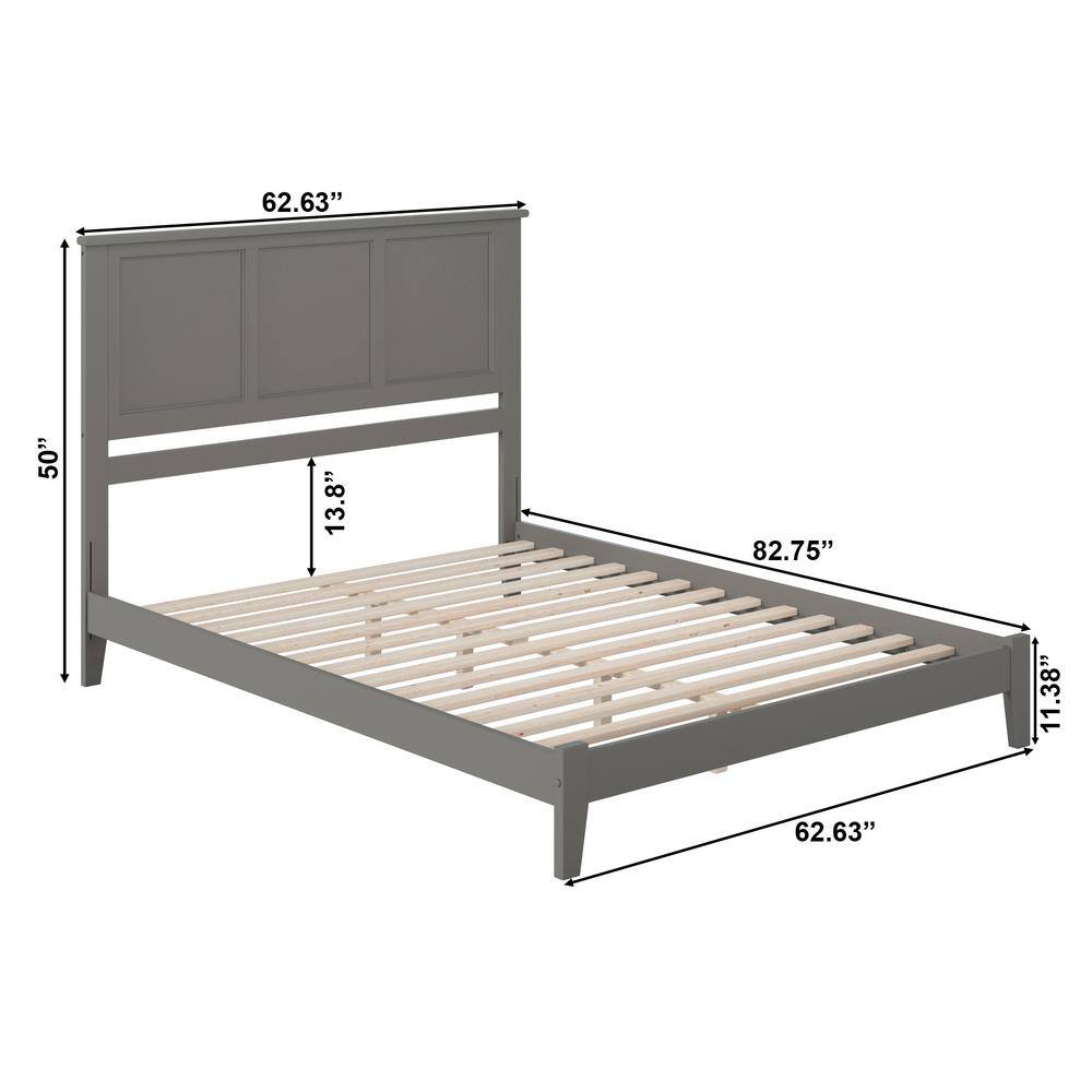 Madison Gray Queen Upholstered Wood Platform Bed with Headboard
