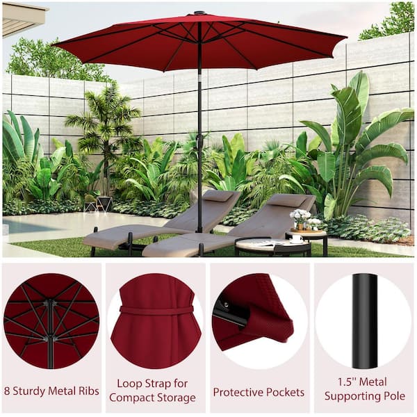 Costway 10 ft. 112 LED Solar-Lighted Table Market Crank Tilt