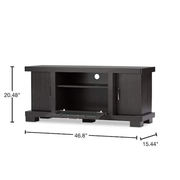 Baxton Studio Viveka 47 in. Dark Brown Wood TV Stand Fits TVs Up