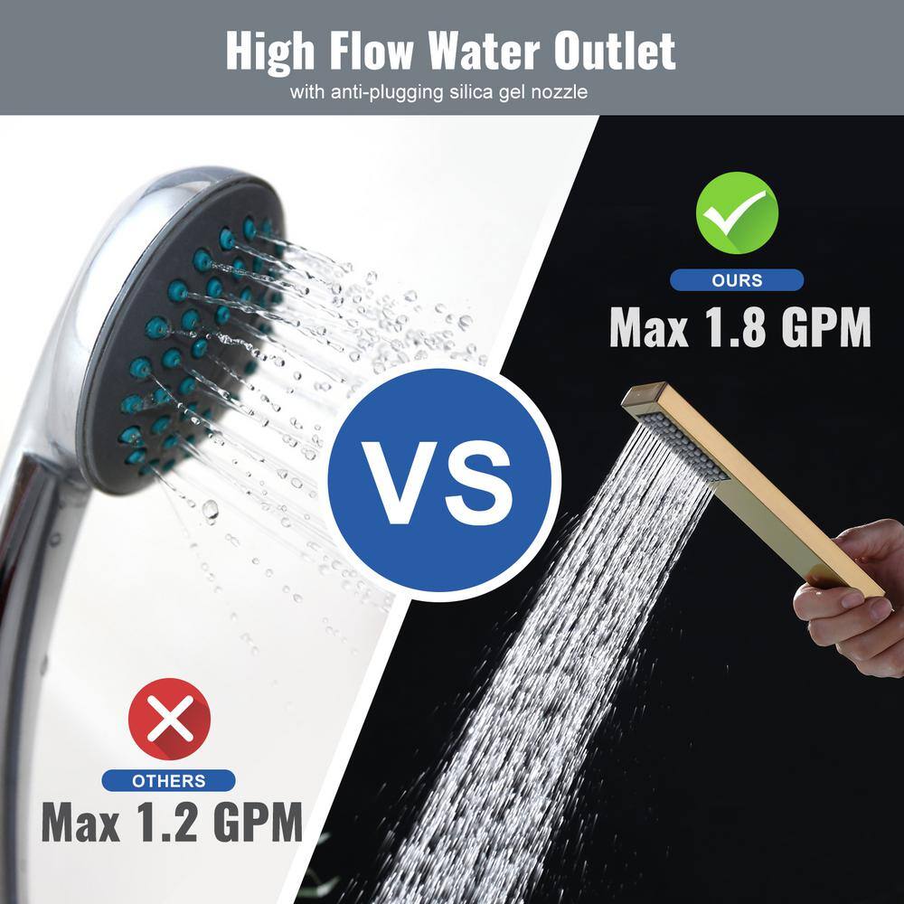 Gold Freestanding Tub Filler with Handheld Shower