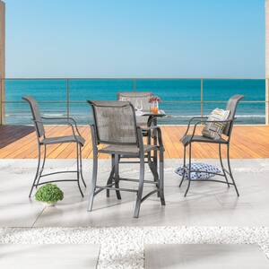 Grey 5-Piece Metal Outdoor Bistro Set