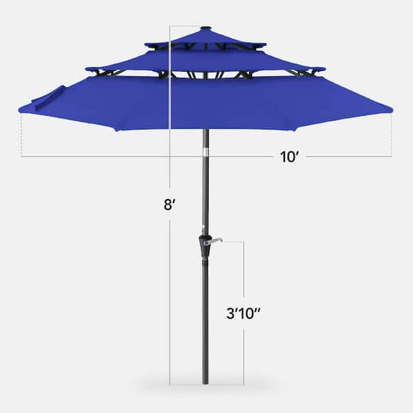 3 patio umbrella pole Best Choice Products 10ft 3-Tier Patio Umbrella, Market Sun Shade w/ Tilt Adjustment, Easy Crank