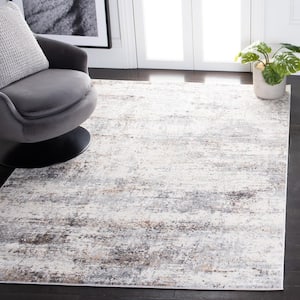 Amelia Gray/Gold 7 ft. x 7 ft. Distressed Square Area Rug