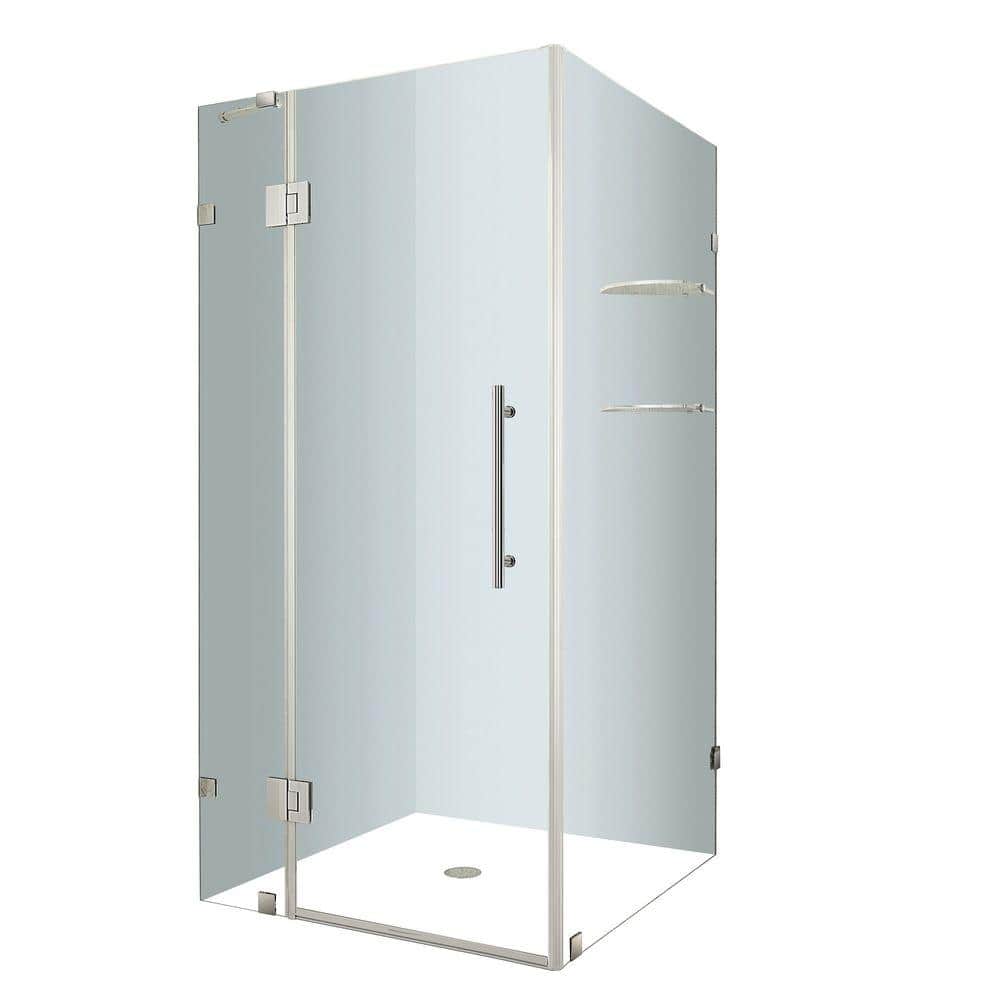 Avalux GS Frameless Clear Glass Shower Enclosure with Stainless Steel Hardware