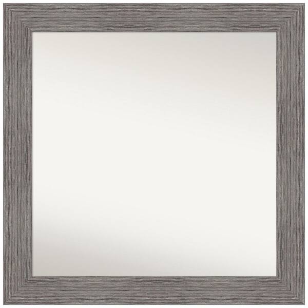 Amanti Art Pinstripe Plank Grey 31.5 in. W x 31.5 in. H Non-Beveled Bathroom Wall Mirror in Gray
