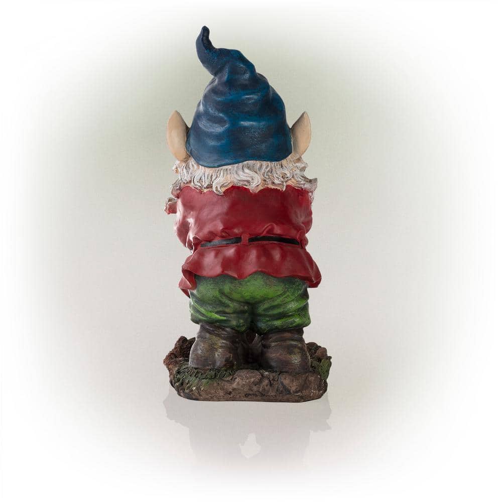 15" Multicolor Polyresin Smiling Garden Gnome Statue