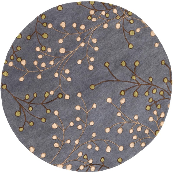 Livabliss Aloysia Charcoal 4 ft. x 4 ft. Round Indoor Area Rug
